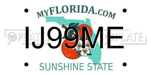 IJ99ME Florida License Plate