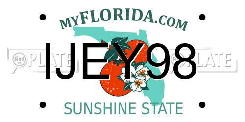 IJEY98 Florida License Plate