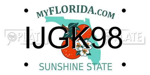 IJGK98 Florida License Plate