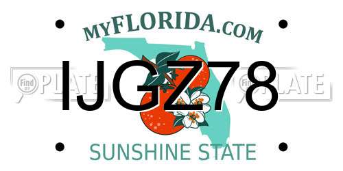 IJGZ78 Florida License Plate
