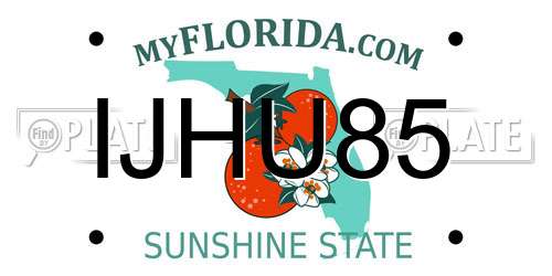 IJHU85 Florida License Plate