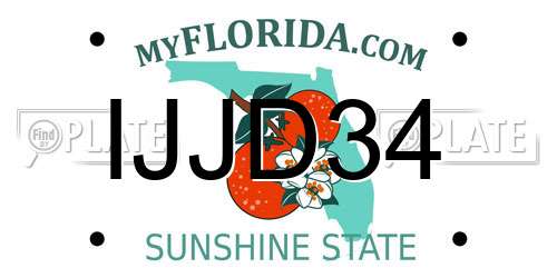 IJJD34 Florida License Plate