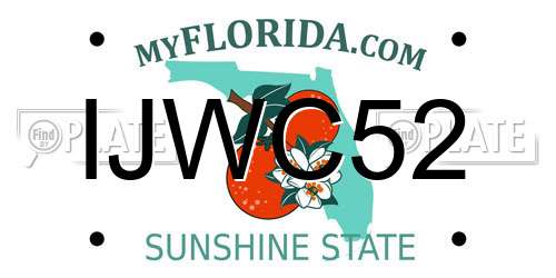 IJWC52 Florida License Plate