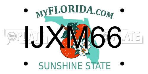 IJXM66 Florida License Plate