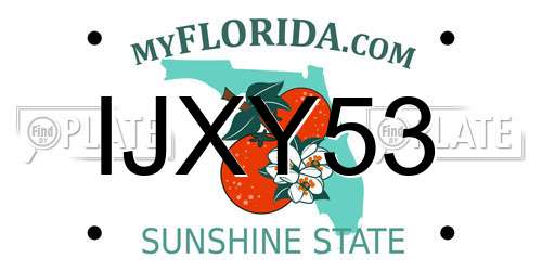 IJXY53 Florida License Plate