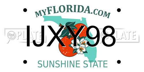 IJXY98 Florida License Plate