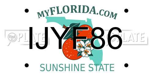 IJYF86 Florida License Plate