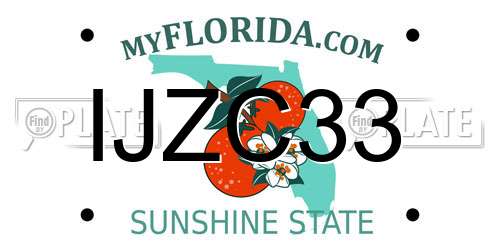 IJZC33 Florida License Plate