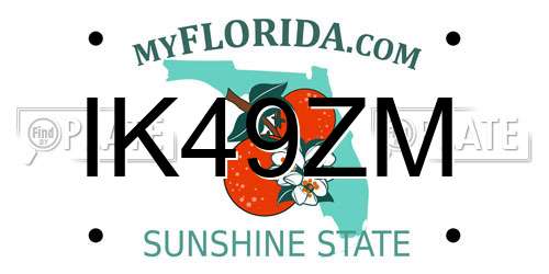 IK49ZM Florida License Plate