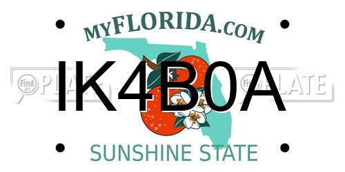 IK4B0A Florida License Plate