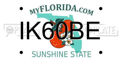 IK60BE Florida License Plate