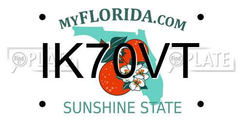 IK70VT Florida License Plate