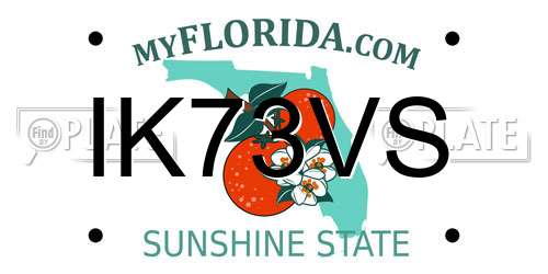 IK73VS Florida License Plate