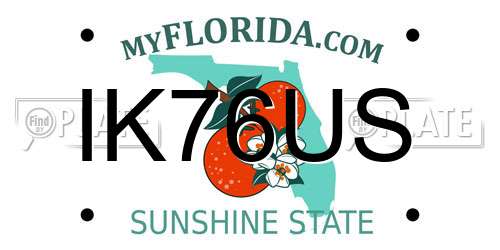 IK76US Florida License Plate