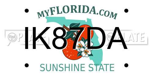 IK87DA Florida License Plate
