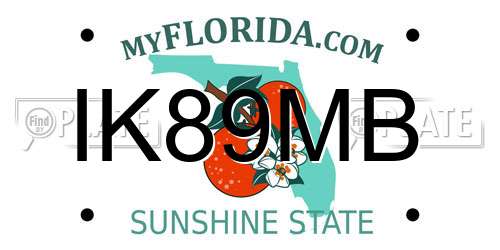 IK89MB Florida License Plate