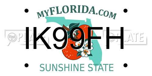 IK99FH Florida License Plate
