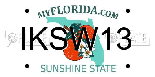 IKSW13 Florida License Plate