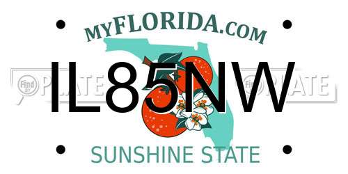 IL85NW Florida License Plate