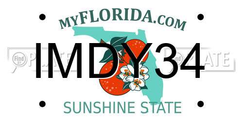 IMDY34 Florida License Plate