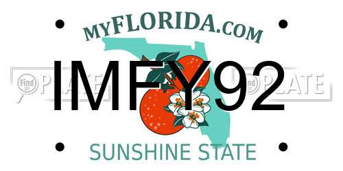 IMFY92 Florida License Plate