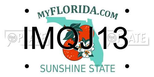 IMQJ13 Florida License Plate