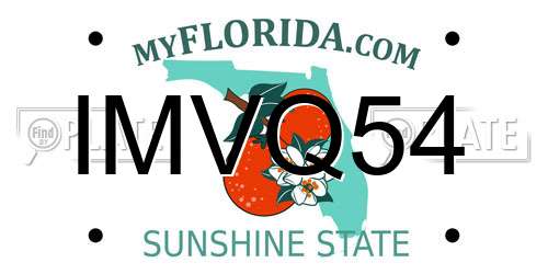 IMVQ54 Florida License Plate