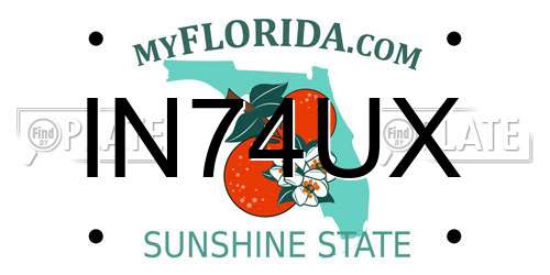 IN74UX Florida License Plate