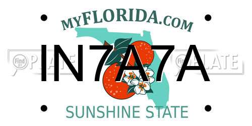 IN7A7A Florida License Plate