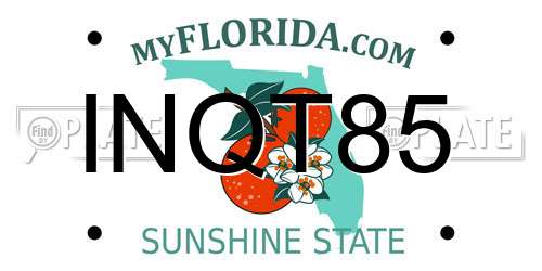 INQT85 Florida License Plate