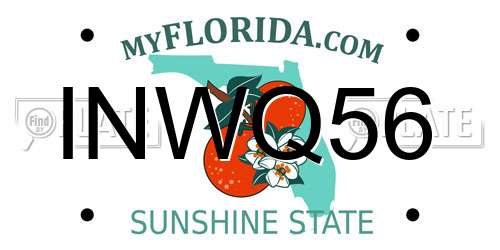 INWQ56 Florida License Plate