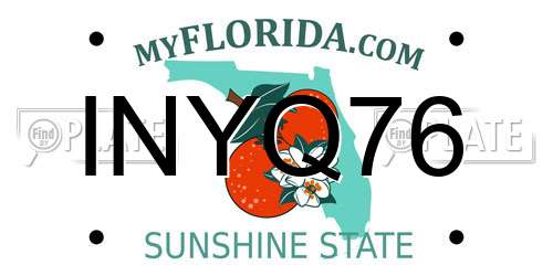 INYQ76 Florida License Plate