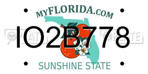 IO2B778 Florida License Plate