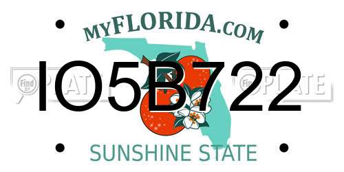 IO5B722 Florida License Plate
