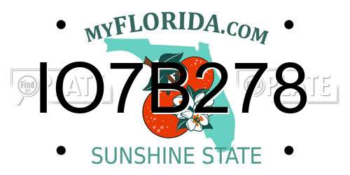 IO7B278 Florida License Plate