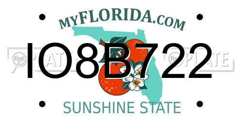 IO8B722 Florida License Plate