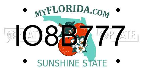 IO8B777 Florida License Plate