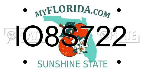 IO8S722 Florida License Plate
