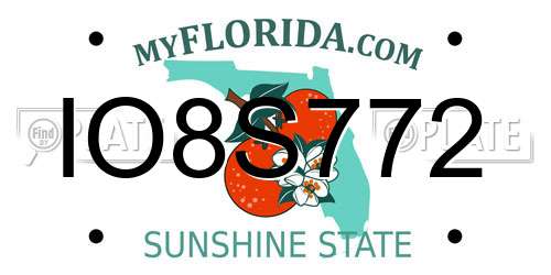 IO8S772 Florida License Plate