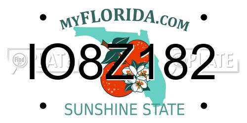 IO8Z182 Florida License Plate