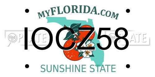 IOCZ58 Florida License Plate