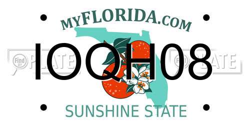 IOQH08 Florida License Plate