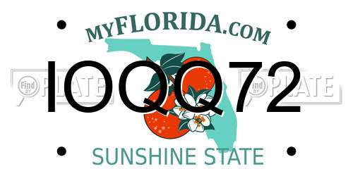 IOQQ72 Florida License Plate