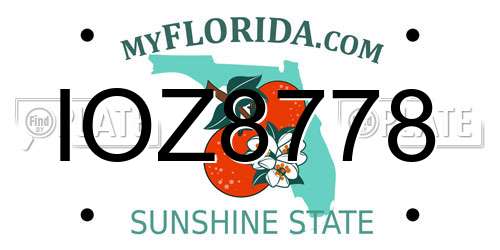 IOZ8778 Florida License Plate