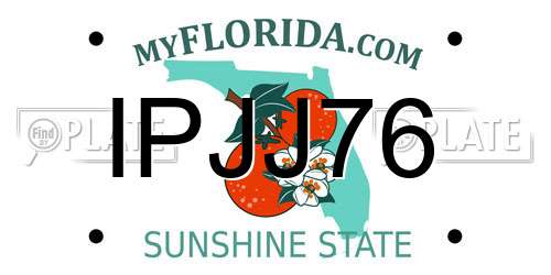IPJJ76 Florida License Plate