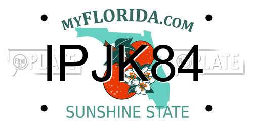 IPJK84 Florida License Plate