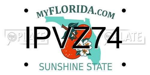 IPVZ74 Florida License Plate
