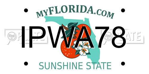 IPWA78 Florida License Plate