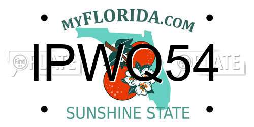 IPWQ54 Florida License Plate