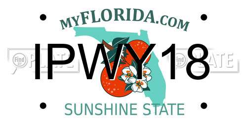 IPWY18 Florida License Plate
